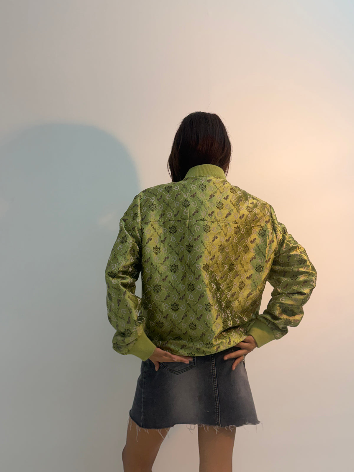 Vintage Olive Paisley Print Unisex Bomber Jacket