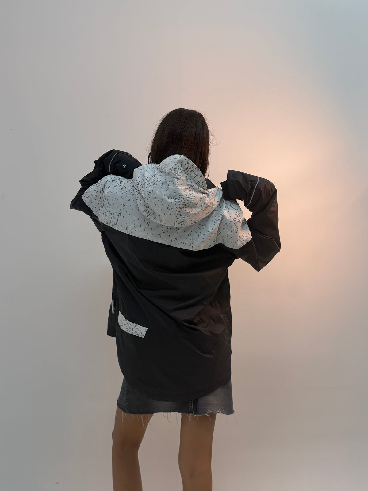Vintage Black & White Contrast Panel Unisex Windbreaker Bomber Jacket