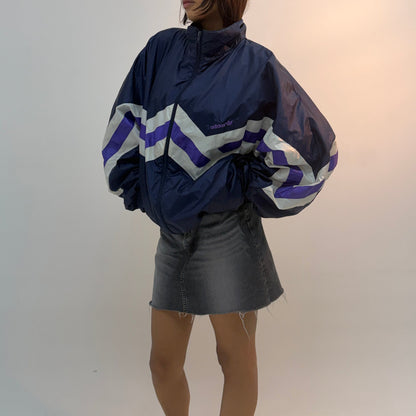 Vintage Navy Chevron Stripe Unisex Windbreaker Bomber Jacket