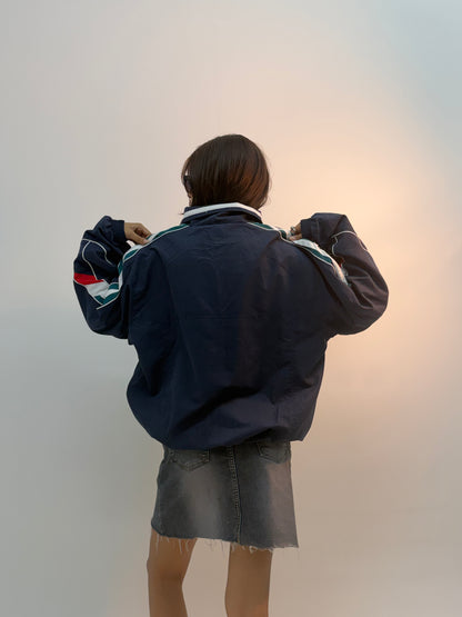 Vintage Navy & Red Retro Racing Colorblock Unisex Windbreaker Bomber Jacket