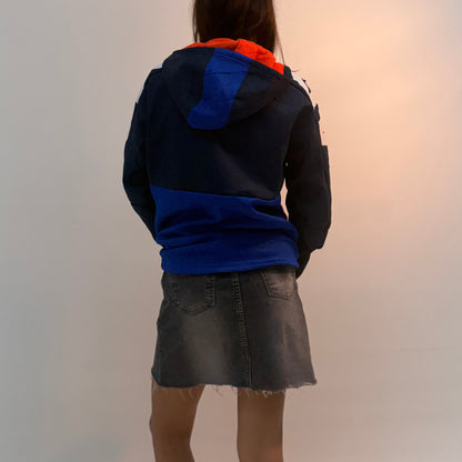 Unisex Navy & Royal Blue Relaxed Fit Hooded Windbreaker Jacket