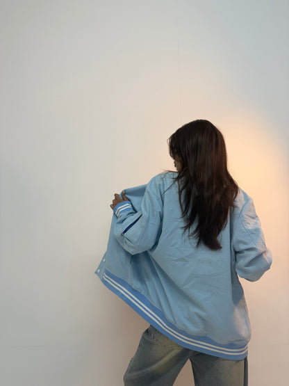 Vintage Ice Blue Varsity Unisex Bomber Jacket