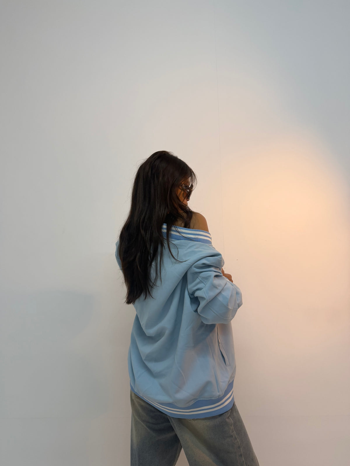 Vintage Ice Blue Varsity Unisex Bomber Jacket