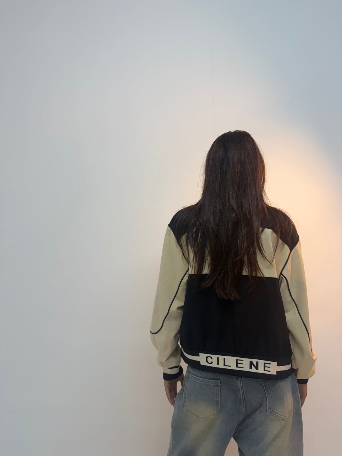 Vintage Ivory Piped Varsity Streetwear Unisex Bomber Jacket