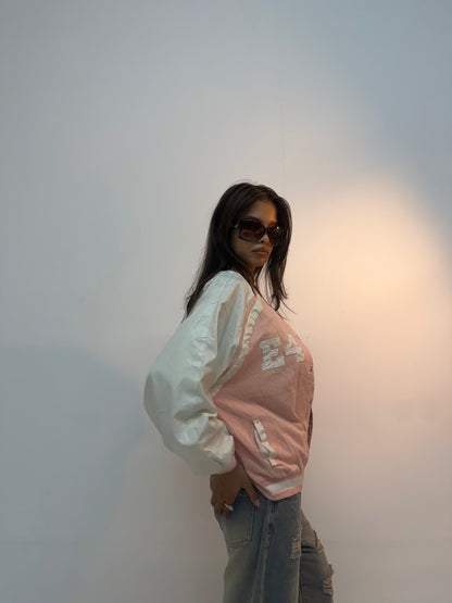 Vintage Navy Blue & Pink Retro Track Unisex Windbreaker Bomber Jacket