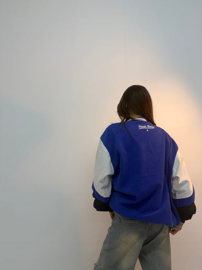 Vintage Blue & White Varsity Racing Unisex Bomber Jacket