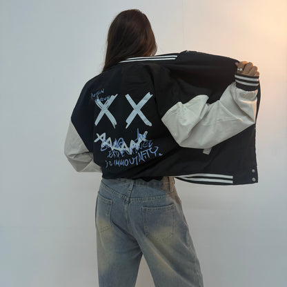 Vintage Graphic Contrast Unisex Bomber Jacket