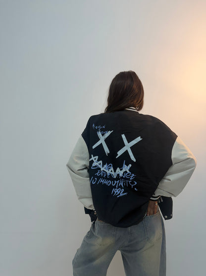 Vintage Graphic Contrast Unisex Bomber Jacket
