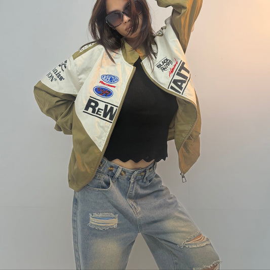 Vintage Graphic Contrast Unisex Bomber Jacket