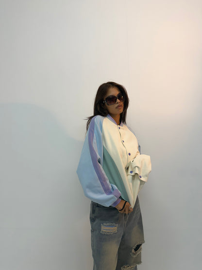 Vintage Pastel Colorblock Unisex Varsity Bomber Jacket