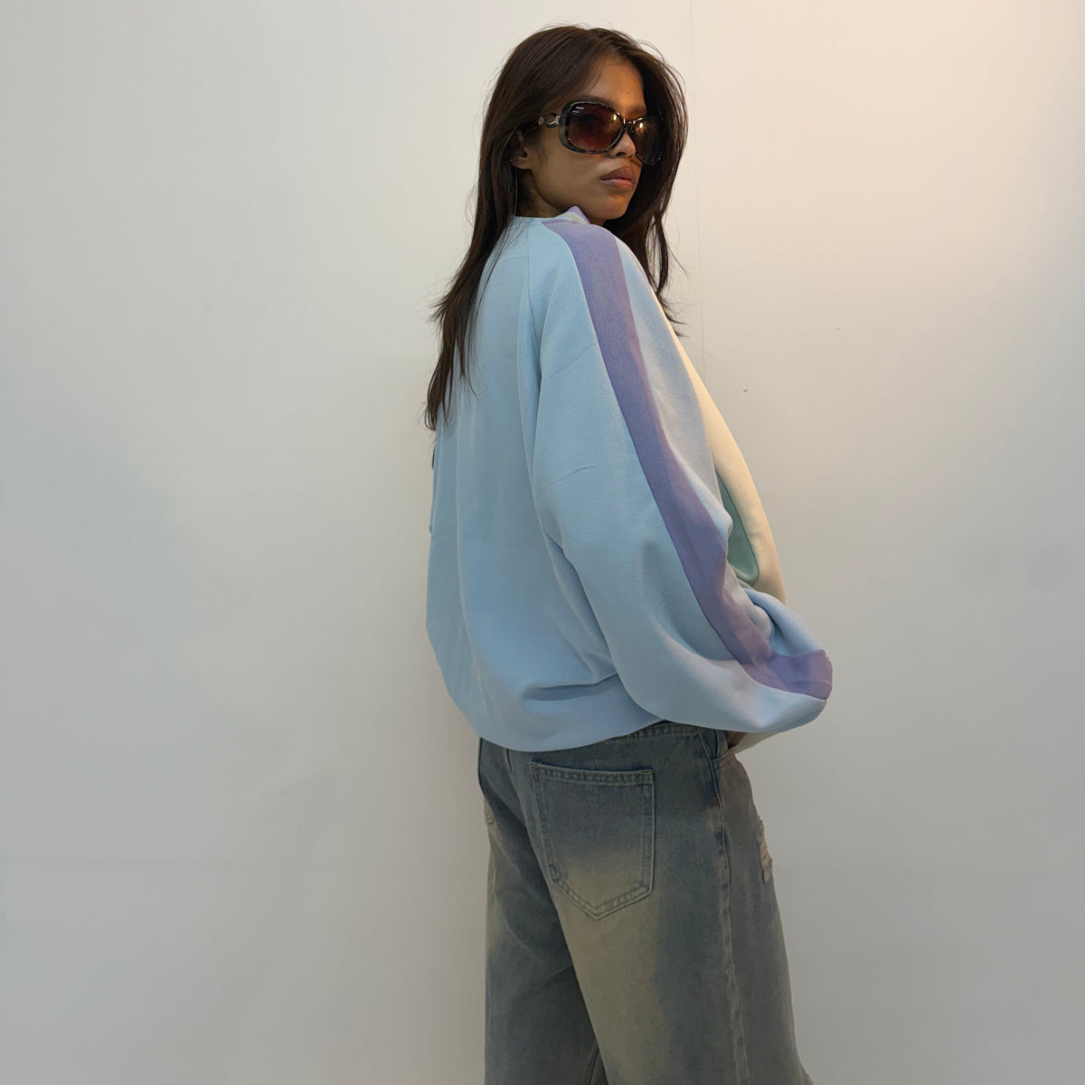Vintage Pastel Colorblock Unisex Varsity Bomber Jacket