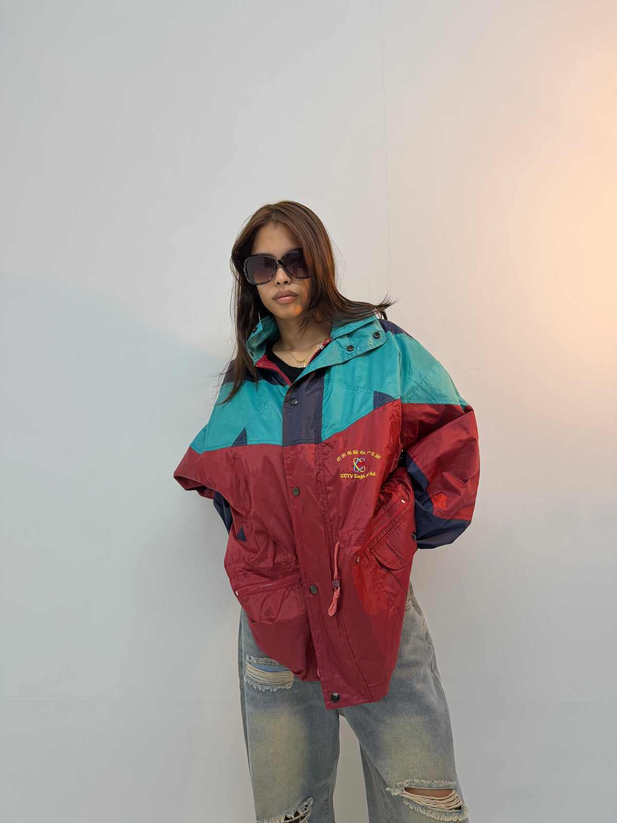 Vintage Colorblock Retro Unisex Hooded Windbreaker Jacket