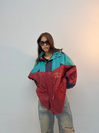 Vintage Colorblock Retro Unisex Hooded Windbreaker Jacket