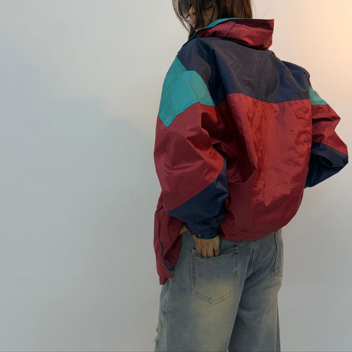 Vintage Colorblock Retro Unisex Hooded Windbreaker Jacket