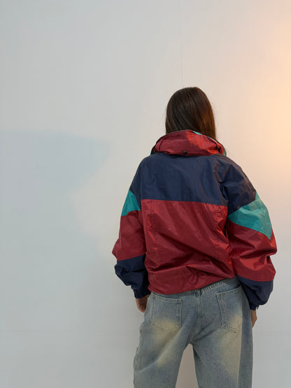 Vintage Colorblock Retro Unisex Hooded Windbreaker Jacket