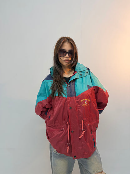 Vintage Colorblock Retro Unisex Hooded Windbreaker Jacket