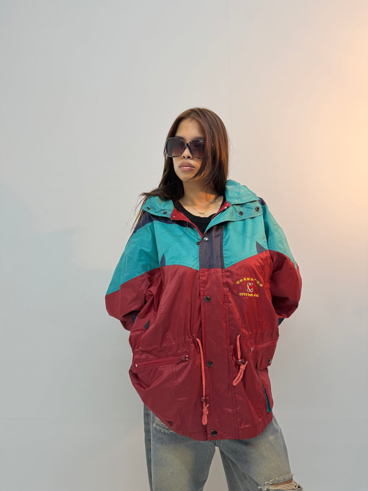 Vintage Colorblock Retro Unisex Hooded Windbreaker Jacket
