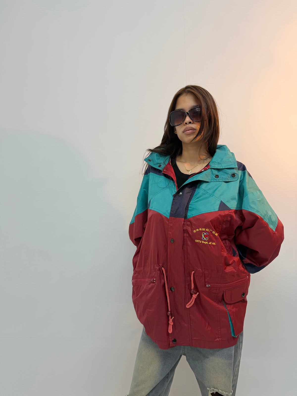 Vintage Colorblock Retro Unisex Hooded Windbreaker Jacket