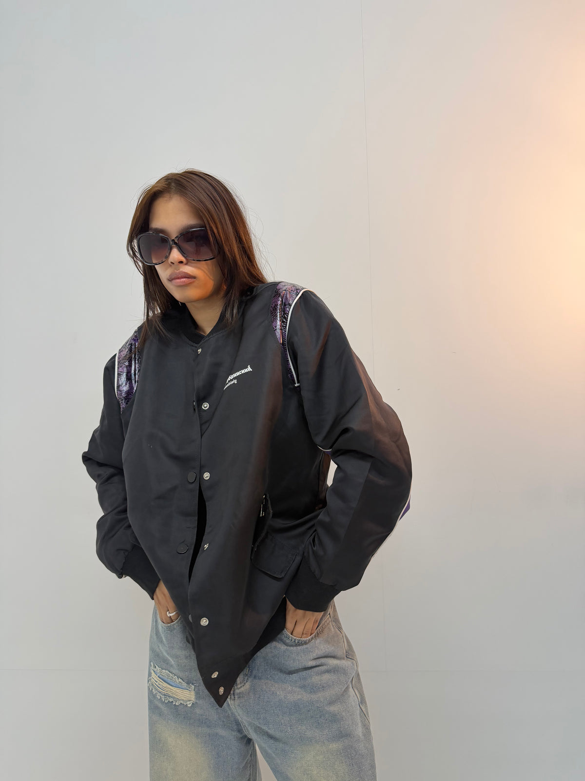 Vintage Black & Purple Graphic Unisex Bomber Jacket