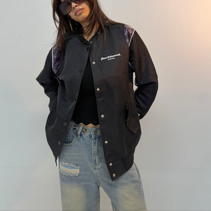Vintage Black & Purple Graphic Unisex Bomber Jacket