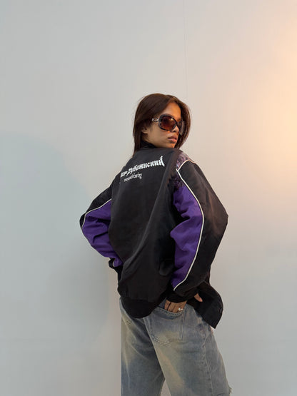 Vintage Black & Purple Graphic Unisex Bomber Jacket