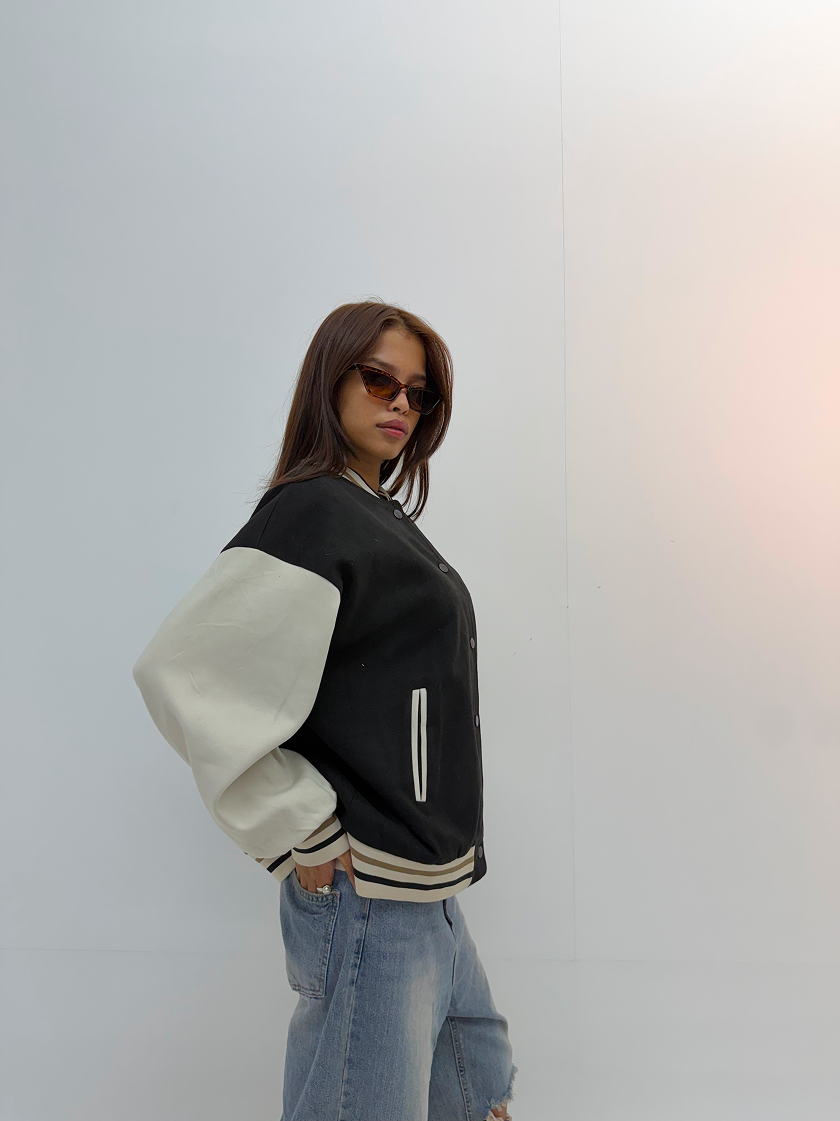 Vintage Black & White Unisex Varsity Jacket
