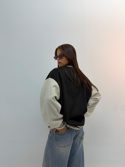 Vintage Black & White Unisex Varsity Jacket