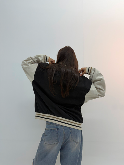Vintage Black & White Unisex Varsity Jacket