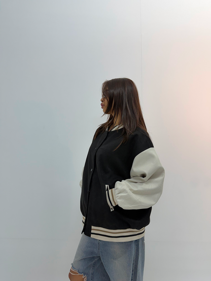 Vintage Black & White Unisex Varsity Jacket