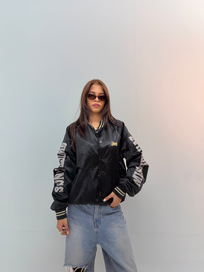 Vintage Black Graphic Unisex Windbreaker Jacket