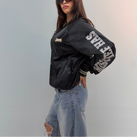 Vintage Black Graphic Unisex Windbreaker Jacket