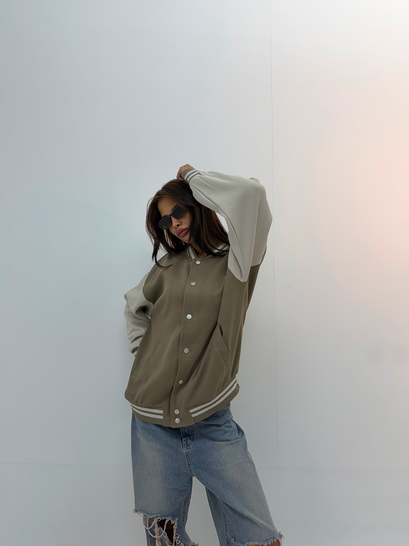 Vintage Khaki Graphic Unisex Varsity Jacket