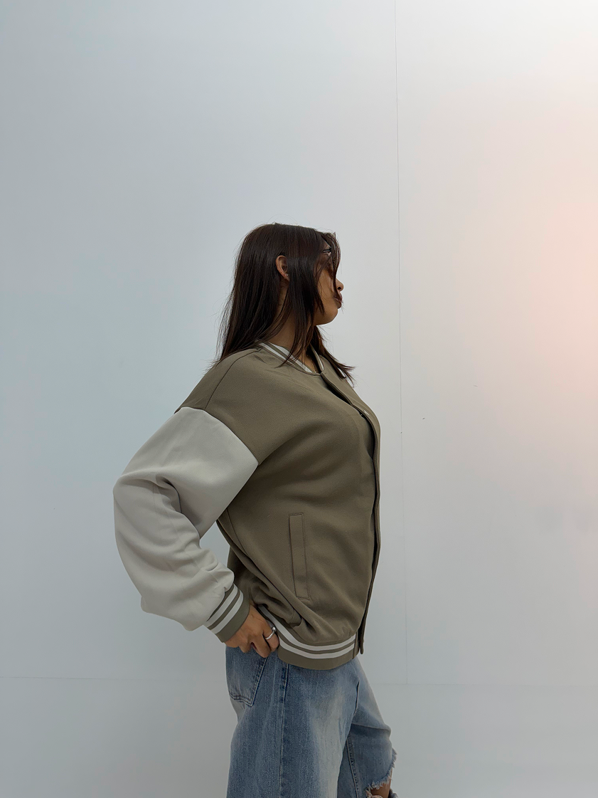 Vintage Khaki Graphic Unisex Varsity Jacket