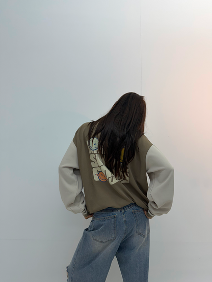 Vintage Khaki Graphic Unisex Varsity Jacket