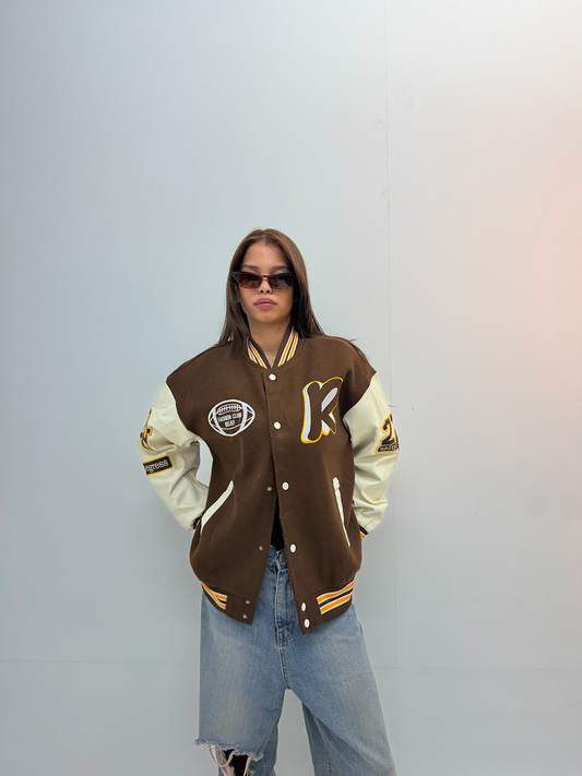 Vintage Brown & Cream Varsity Jacket
