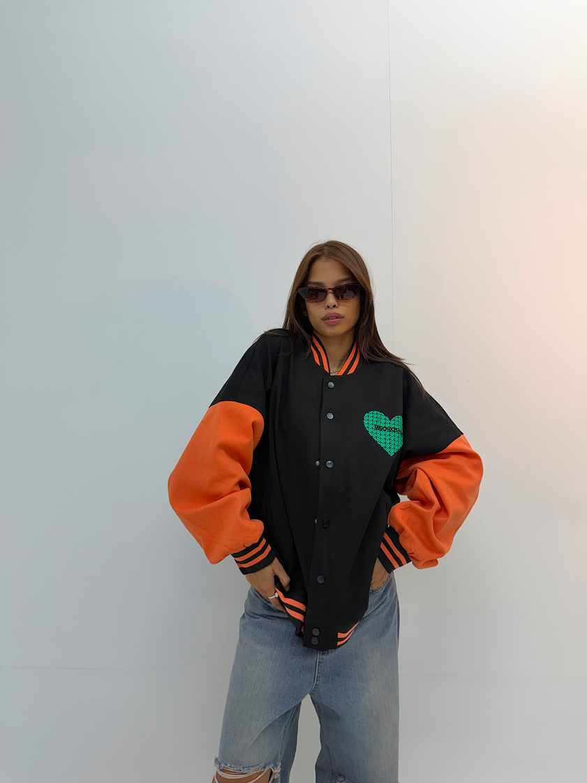 Vintage Black & Orange Graphic Unisex Bomber Jacket