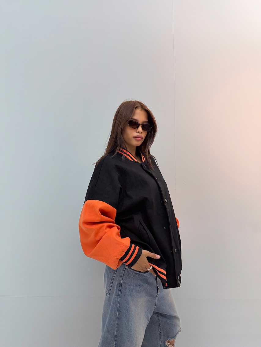 Vintage Black & Orange Graphic Unisex Bomber Jacket