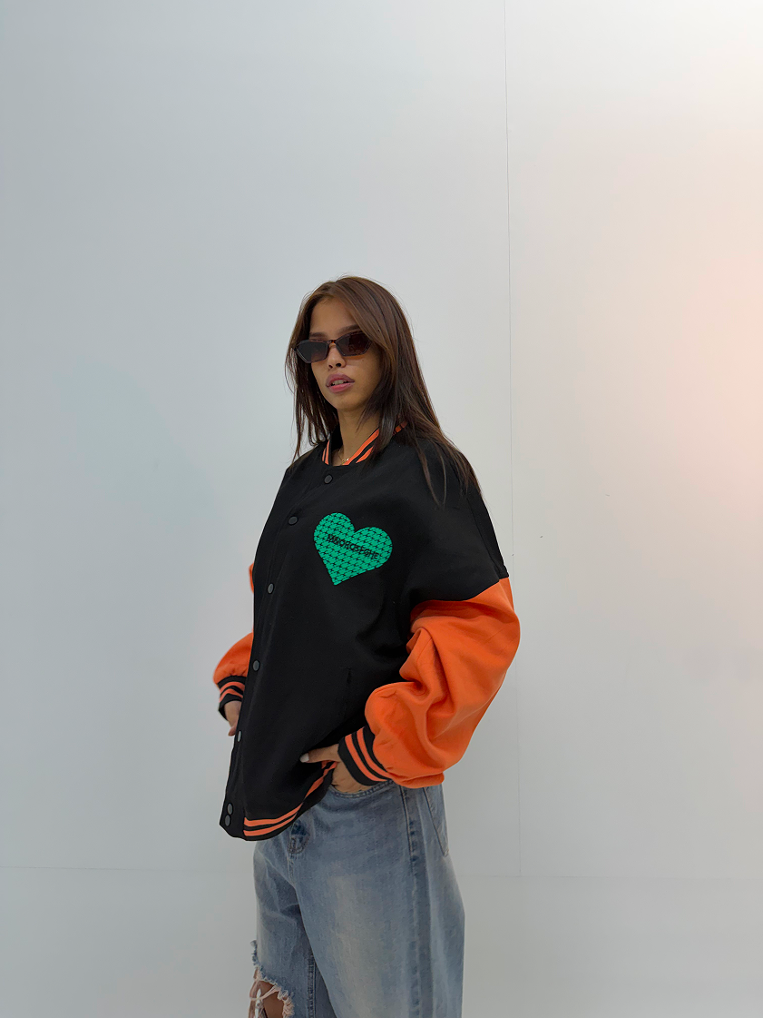 Vintage Black & Orange Graphic Unisex Bomber Jacket