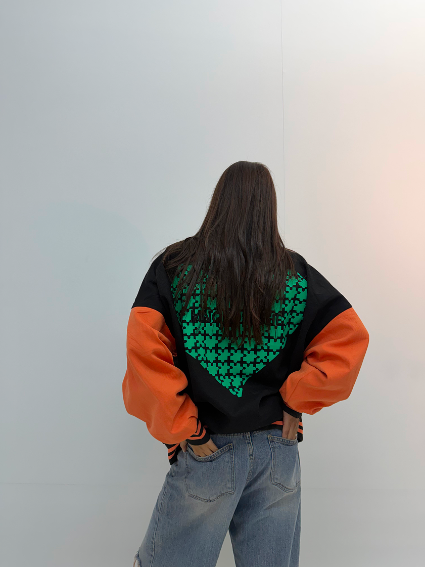 Vintage Black & Orange Graphic Unisex Bomber Jacket