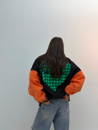 Vintage Black & Orange Graphic Unisex Bomber Jacket
