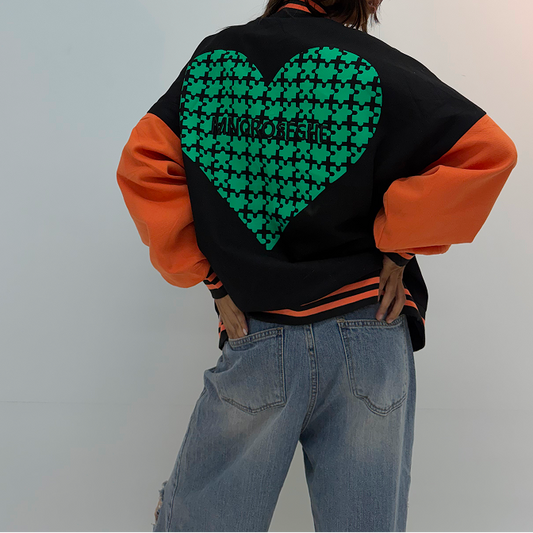 Vintage Black & Orange Graphic Unisex Bomber Jacket
