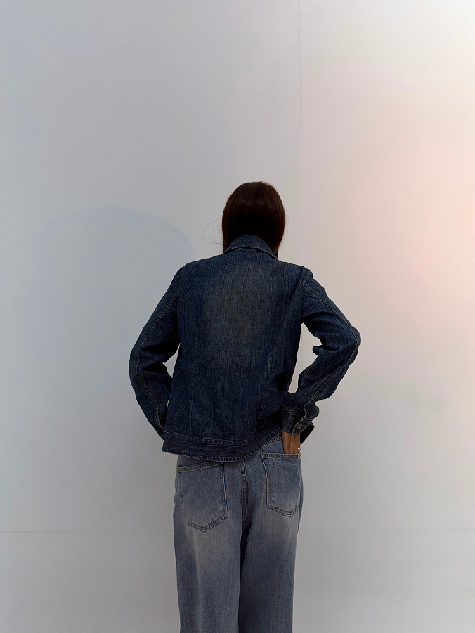 Vintage Dark Blue Unisex Denim Jacket