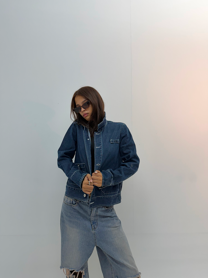 Vintage Dark Indigo Oversized Unisex Denim Jacket
