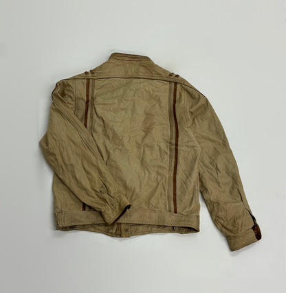 Vintage Unisex Tan Leather Moto Jacket
