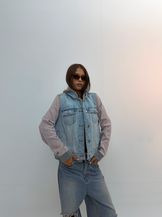 Vintage Oversized Denim Hoodie Jacket