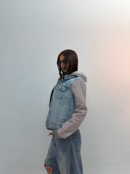 Vintage Oversized Denim Hoodie Jacket