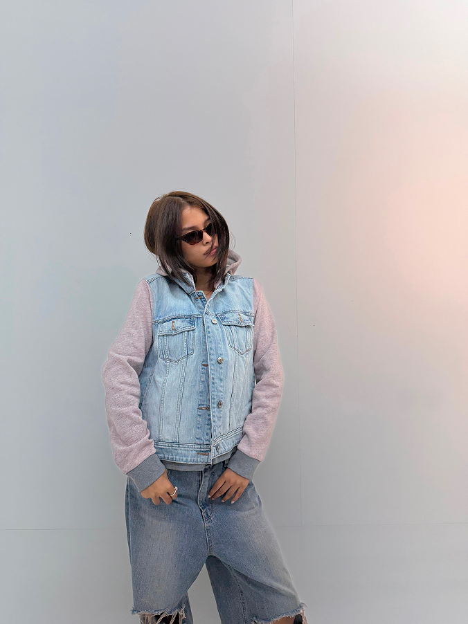 Vintage Oversized Denim Hoodie Jacket
