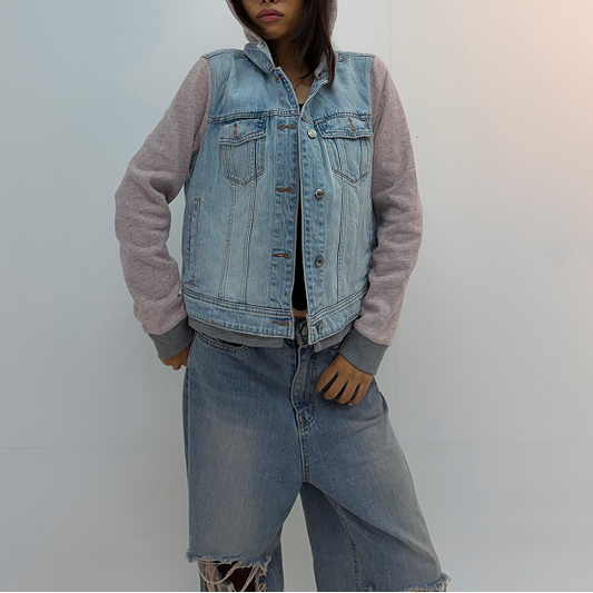 Vintage Oversized Denim Hoodie Jacket