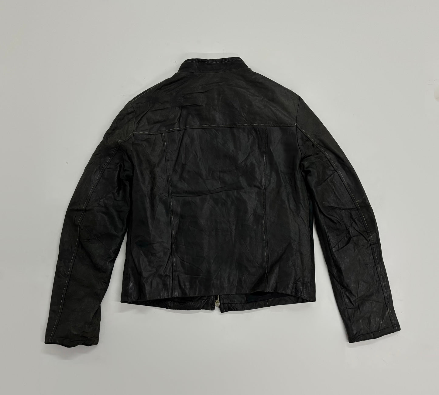 Vintage Unisex Black Leather Racer Jacket
