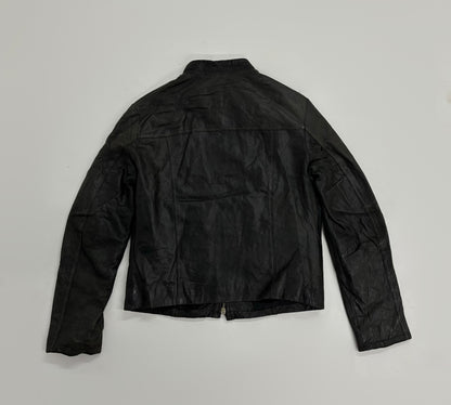 Vintage Unisex Black Leather Racer Jacket